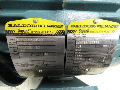 Baldor Reliance ECP83667T-4 Severe Duty AC Motor 1.5Hp 3Ph 460V 1170RPM 182T