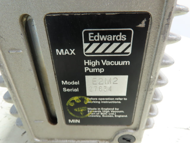 Edwards E2M2 Rotary Vane Dual 2 Stage Vacuum Pump 1.5CFM  1/3hp 3Ph 230/460V
