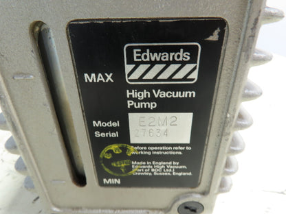 Edwards E2M2 Rotary Vane Dual 2 Stage Vacuum Pump 1.5CFM  1/3hp 3Ph 230/460V