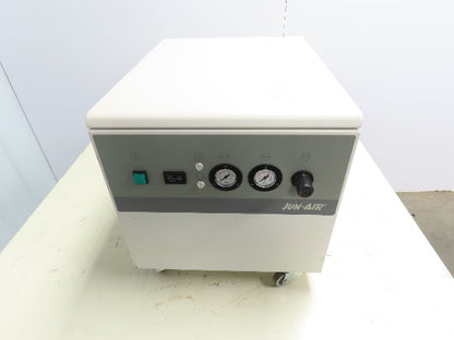Jun-Air 600-5M Oilless Compressor Vacuum Pump 5L .67Hp 230V 120PSI Quiet Cabinet