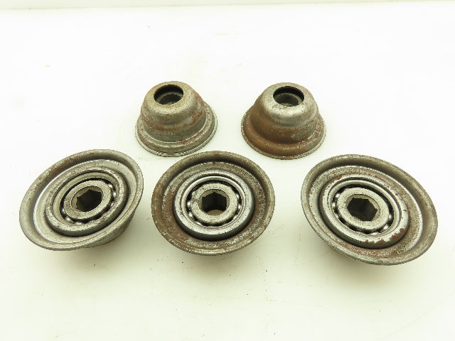 Conveyor Roller Ball Bearing w/Cover 47/64"Hexagon Bore 2-5/16"OD 7/8"W LOT OF 5