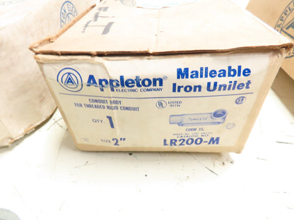 Appleton LR200-M Conduit Body 2" Threaded Rigid Iron Unilet W/ Cover & Gasket Lot of 5