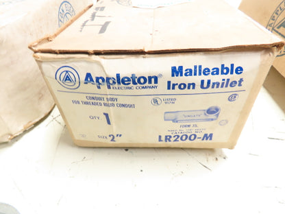Appleton LR200-M Conduit Body 2" Threaded Rigid Iron Unilet W/ Cover & Gasket Lot of 5
