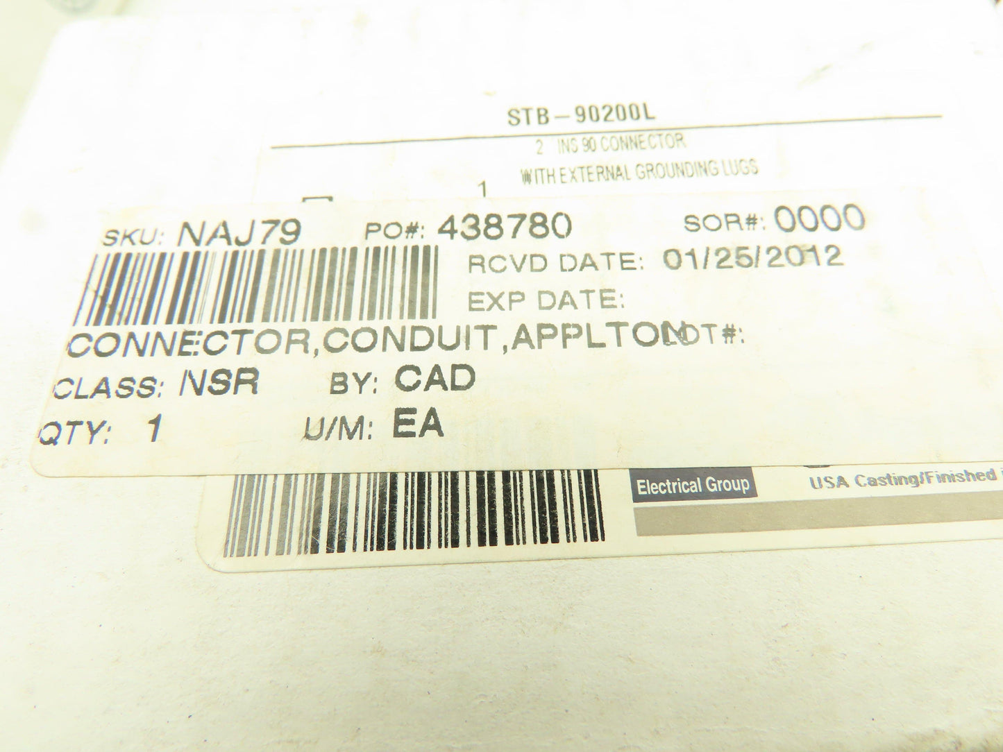Appleton STB-90200L 90deg Liquidtight Connector Iron 2 in Lot of 3