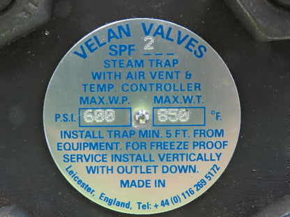 Velan Valves SPF2 High Pressure Steam Trap 1"NPT 600PSI 850°F w/Temp Control