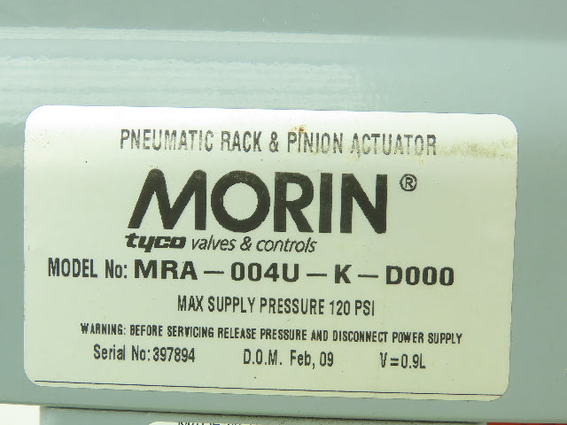 Morin MRA-004U-K-D000 Pneumatic Actuator 1" Butterfly Solenoid Valve Assembly