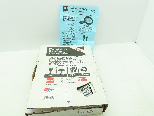 BS&B Safety Systems 1138842. VD-U-15 Rupture Disk 4" Type AV 3.5 psid @ 72°F