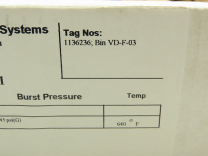 BS&B Safety Systems 1136236.Bin VD-F-03 Rupture Disk 6"Type RLS 145 psid @ 640°F
