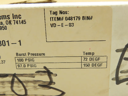 BS&B Safety Systems Rupture Disk 4" Type SKr 100 psig @ 72°F 97 psig @ 150°F