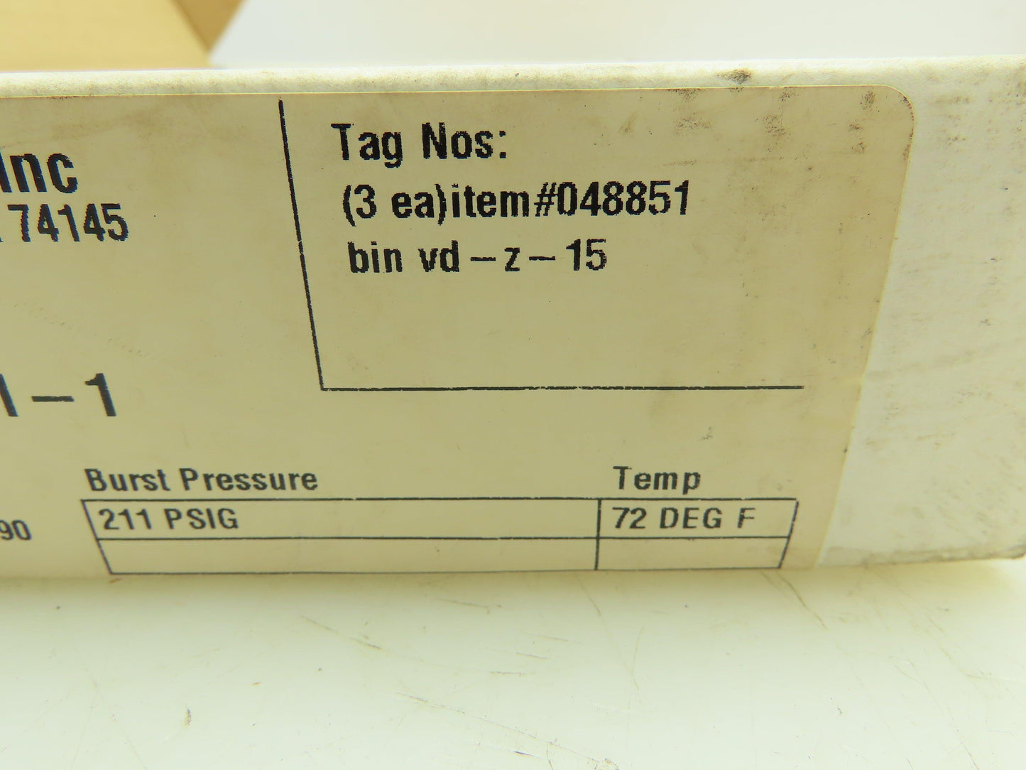 BS&B Safety Systems 048851 BIN VD-Z-15 Rupture Disk 1" Type SKR 211 PSIG @ 72°F