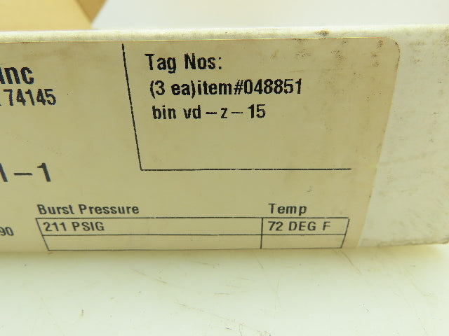 BS&B Safety Systems 048851 BIN VD-Z-15 Rupture Disk 1" Type SKR 211 PSIG @ 72°F