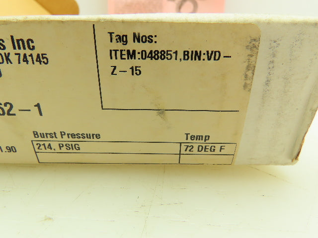 BS&B Safety Systems 048851 BIN-VD-Z-15 Rupture Disk 1" Type SKR 214 PSIG @ 72°F