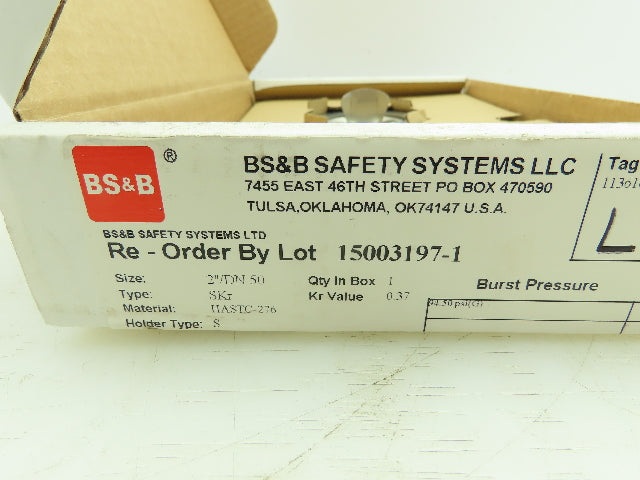 BS&B Safety Systems 1136168;VD-L-03 Rupture Disk 2" Type SKR 94.5 PSIG @ 150°F