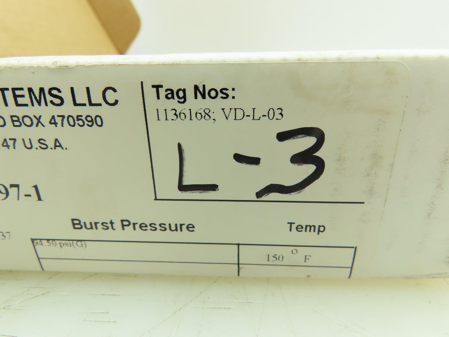 BS&B Safety Systems 1136168;VD-L-03 Rupture Disk 2" Type SKR 94.5 PSIG @ 150°F