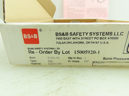 BS&B Safety Systems 1136168; VD-L-03 Rupture Disk 2" Type SKR 93.5 PSIG @ 150°F
