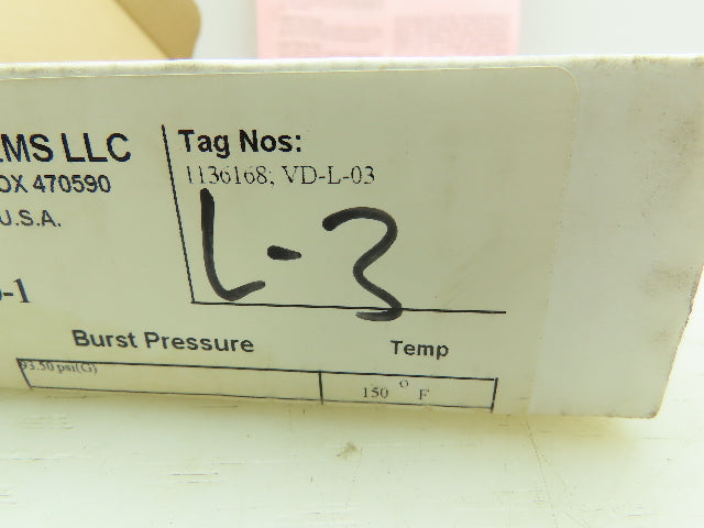 BS&B Safety Systems 1136168; VD-L-03 Rupture Disk 2" Type SKR 93.5 PSIG @ 150°F
