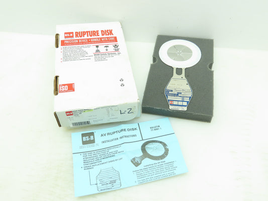 BS&B Safety Systems 17006312-1 Rupture Disk 2" Type AV 12.5 PSID @ 72°F