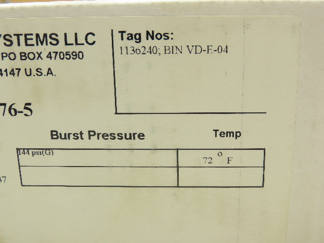 BS&B Safety Systems 1136240:BIN VD-E-04 Rupture Disk 4" Type SKR 144 PSIG @ 72°F
