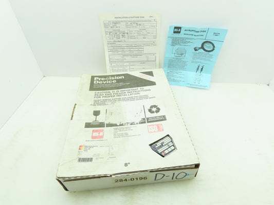BS&B Safety Systems 1172243,VD-D-10 Rupture Disk 8" Type AV 4 PSID @ 300°F