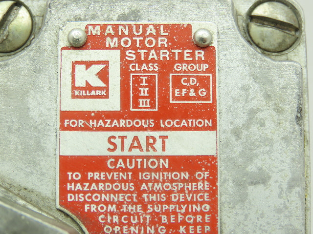 Killark XSS-53 Manual Motor Starter For Hazardous Location 600V 2HP 3-PH 3-Pole