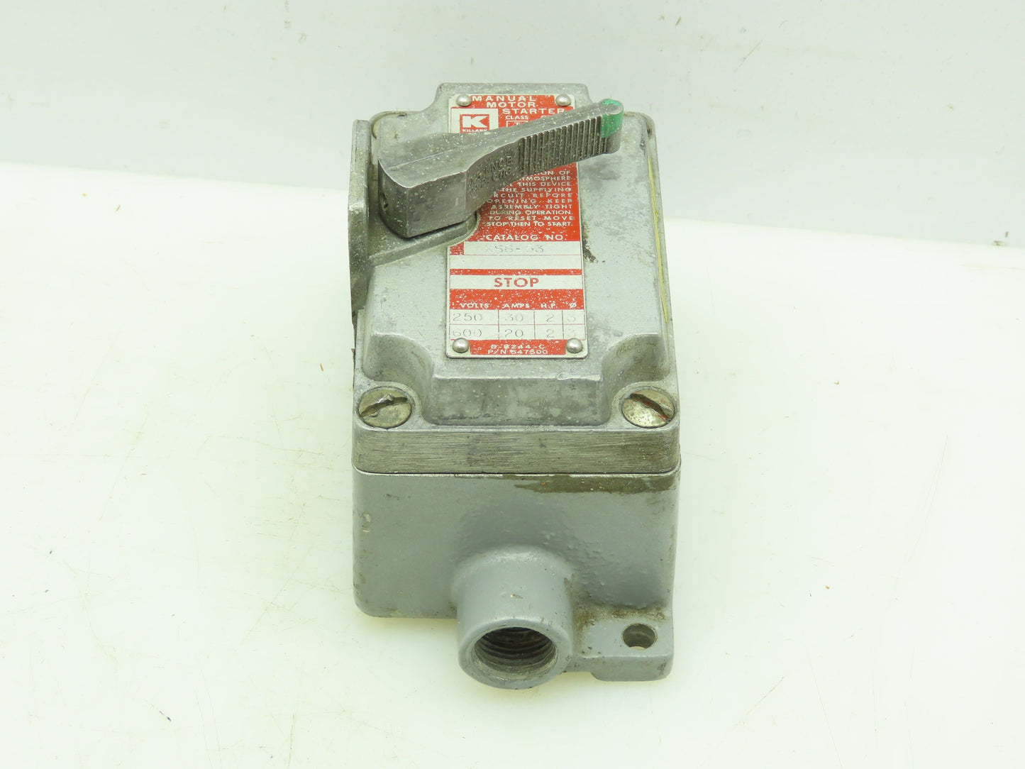 Killark XSS-53 Manual Motor Starter For Hazardous Location 600V 2HP 3-PH 3-Pole