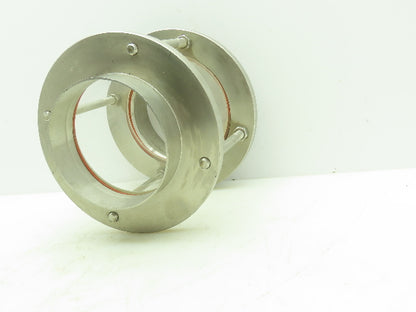 Sanitary Flow In-Line Cylinder Sight Glass Indicator 4" Pipe 304 SS Slip Socket