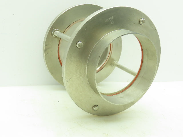 Sanitary Flow In-Line Cylinder Sight Glass Indicator 4" Pipe 304 SS Slip Socket