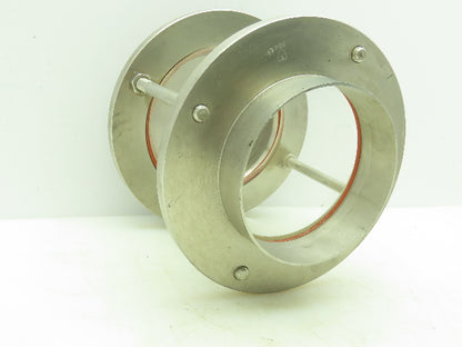 Sanitary Flow In-Line Cylinder Sight Glass Indicator 4" Pipe 304 SS Slip Socket