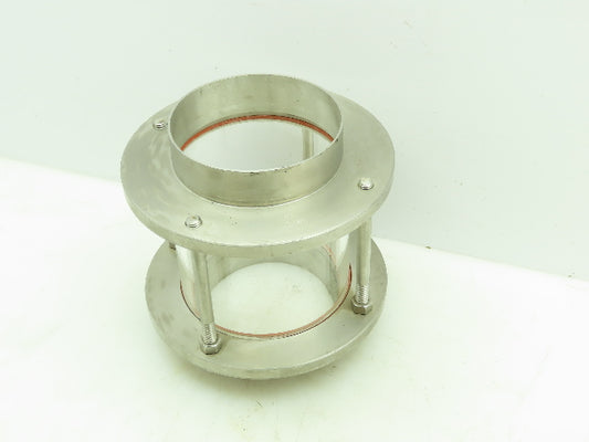 Sanitary Flow In-Line Cylinder Sight Glass Indicator 4" Pipe 304 SS Slip Socket