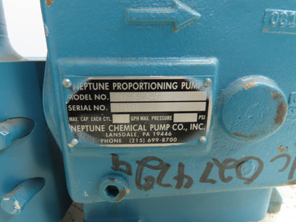 Neptune 547SN5FA Hydraulic Diaphragm Proportioning Metering Pump 30GPH 200PSI