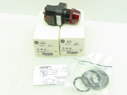 Allen-Bradley 800H-PR16 Ser F Pilot Light Red Lens 120V Haz Location LOT OF 2