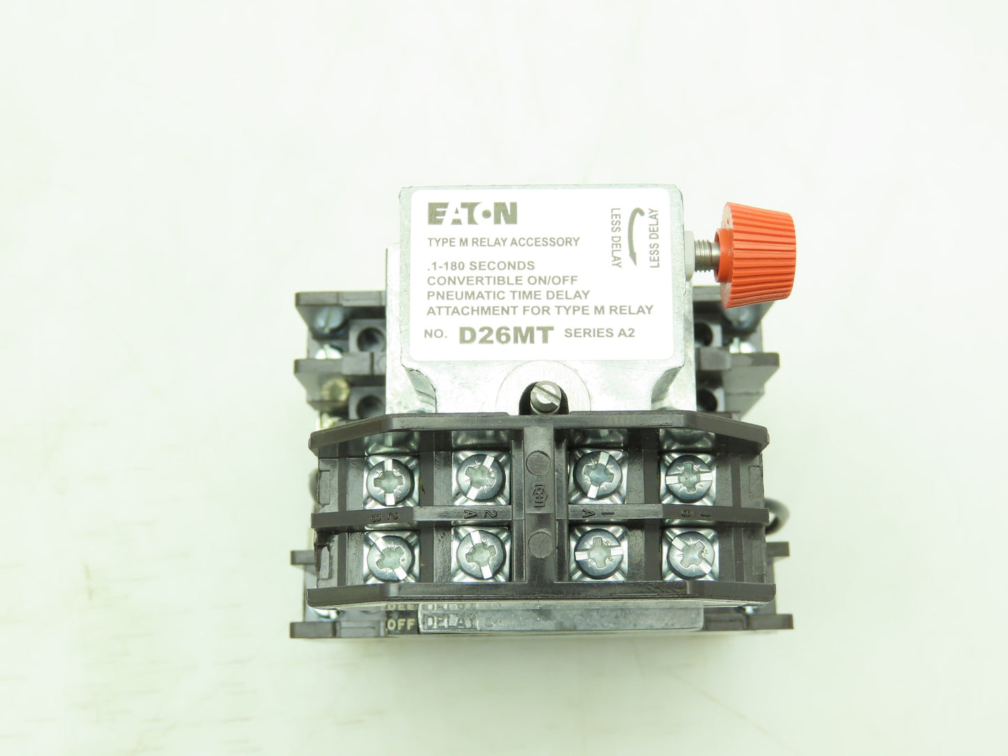 Eaton D26MRD006A1 Type M Relay 120VDC Coil w/.1-180 Sec Timer 0-NO/ 0-NC 10A