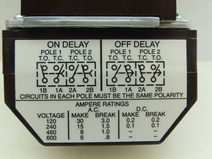Eaton D26MRD006A1 Type M Relay 120VDC Coil w/.1-180 Sec Timer 0-NO/ 0-NC 10A