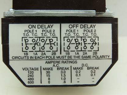 Eaton D26MRD006A1 Type M Relay 120VDC Coil w/.1-180 Sec Timer 0-NO/ 0-NC 10A