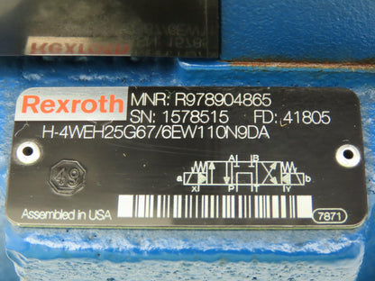 Rexroth H-4WEH / WE6 Hydraulic Directional Control Solenoid Spool Valve 120V