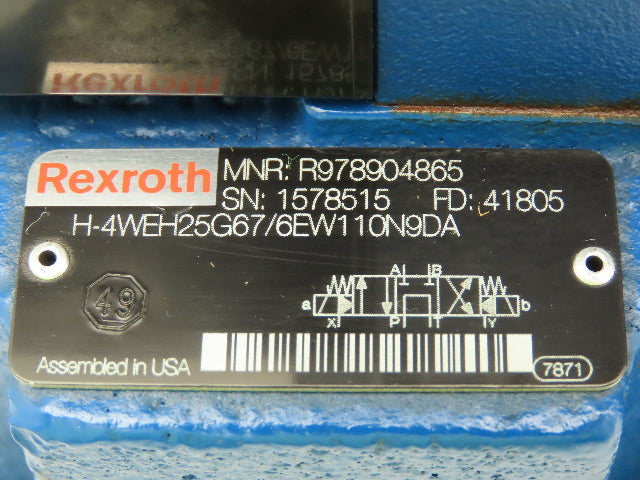 Rexroth H-4WEH / WE6 Hydraulic Directional Control Solenoid Spool Valve 120V