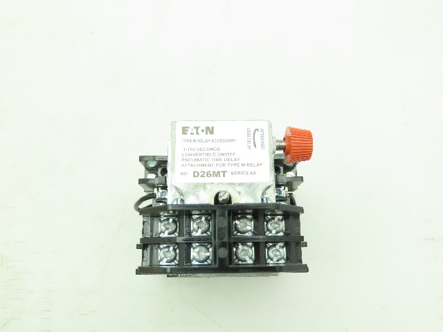 Eaton D26MRD005A1 Type M Relay 4P 10A 120VDC Coil w/.1-180 Sec Timer 0-NO / 0-NC