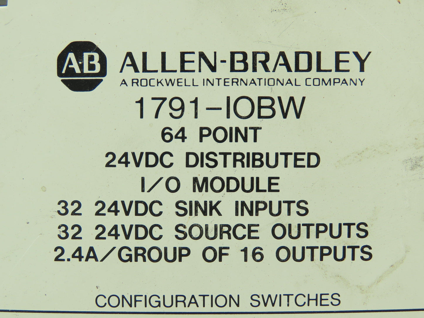 Allen Bradley 1791-IOBW Ser A Programmable Logic Controller 24VDC I/O Module **