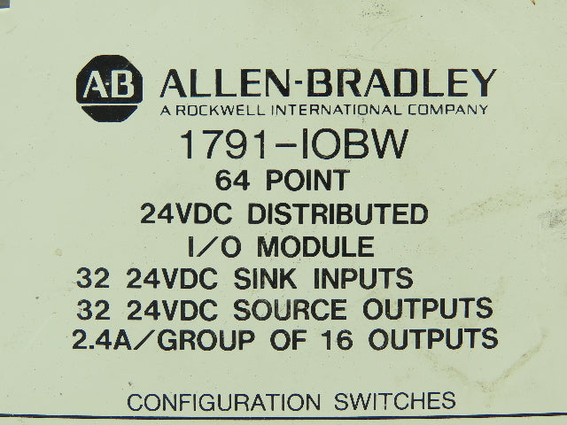 Allen Bradley 1791-IOBW Ser A Programmable Logic Controller 24VDC I/O Module **