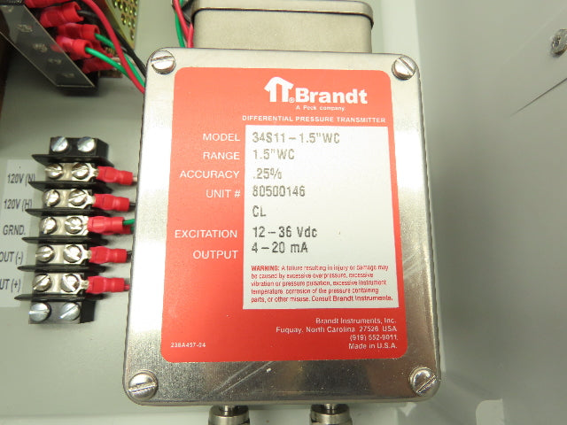 PEEK DPT3000 Electronic Differential Pressure Transmitter 34S11-1.5"WC 12-36VDC