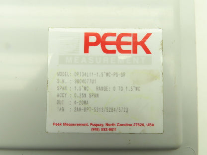 PEEK DPT3000 Electronic Differential Pressure Transmitter 34S11-1.5"WC 12-36VDC