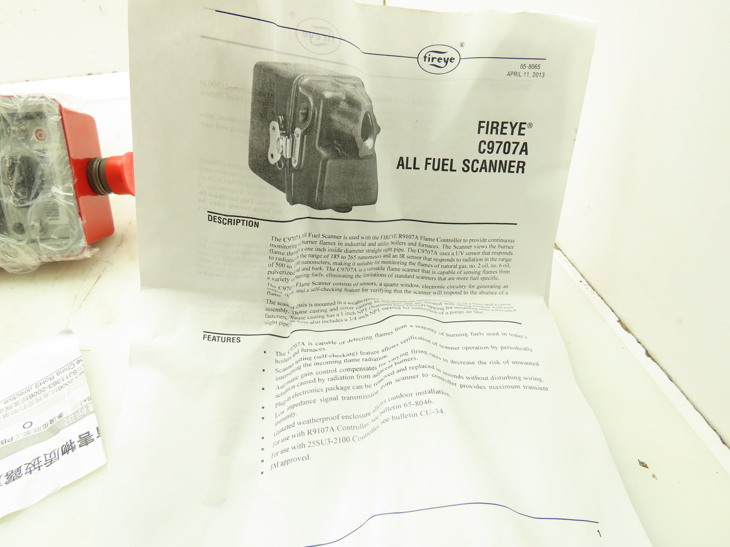 Fireye DE701-007C Flame All Fuel Scanner Sensor Detector 3/4  Conn NEMA 4 C9707A