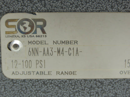 Sor 6NN-AA3-M4-C1A Pressure Switch 12-100 Range Proof 2500 PSI 6 Piston 1/4 NPT