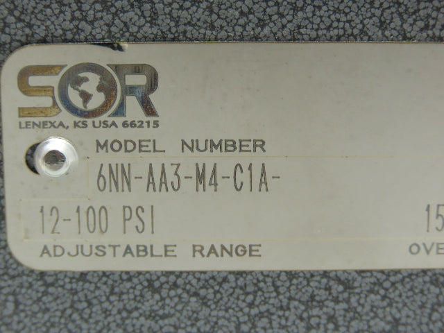 Sor 6NN-AA3-M4-C1A Pressure Switch 12-100 Range Proof 2500 PSI 6 Piston 1/4 NPT