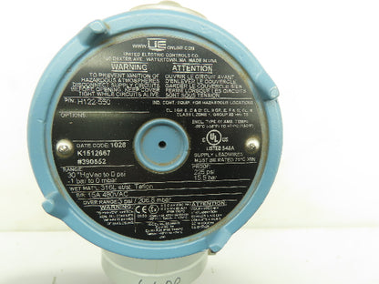 UE H122-550 Pressure Switch 15A 480V 30"-3" HgVac Hazardous Loc Explosion Proof