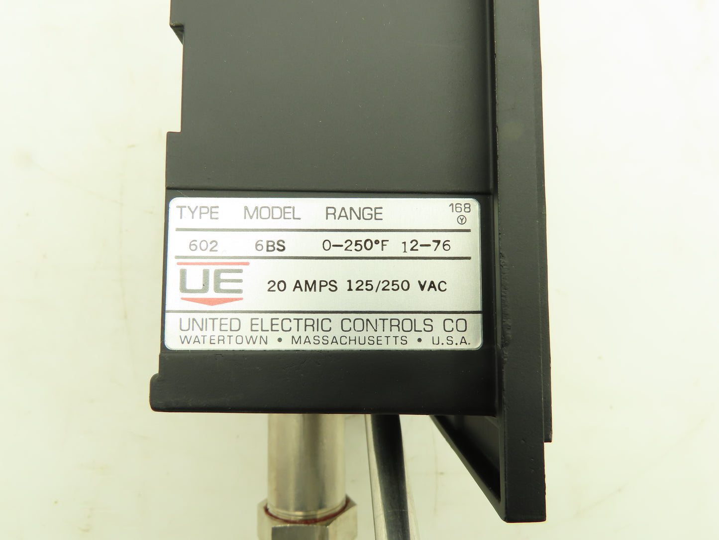 UE United Electric Type 602 6BS Dial Temperature Controller 0-250°F 20A 125/250V