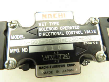 Nachi SS-G01-C5-FR-E230-E20 Wet Type Hydraulic Directional Solenoid Valve E230
