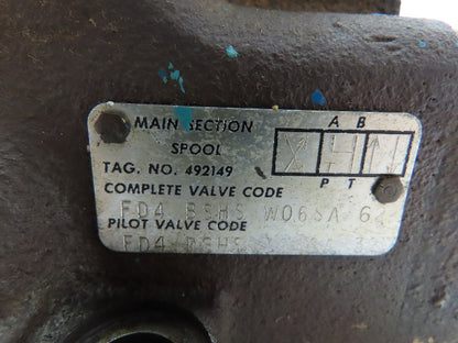 Bosch FD4 BSHS W06SA 62 Hydraulic Directional Solenoid Spool Valve 115V 3000PSI