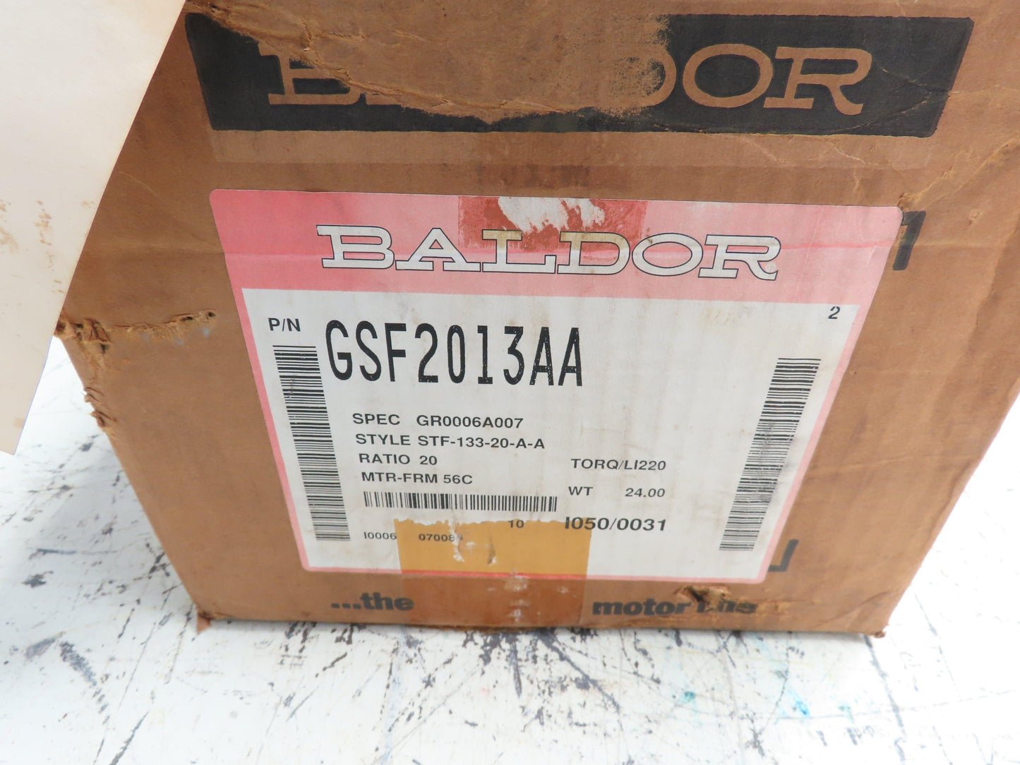 Baldor STF-133-20-A-A 87.5 RPM Output 20:1 Ratio Right Angle Speed Reducer 56C