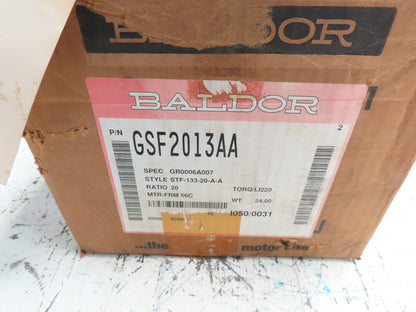 Baldor STF-133-20-A-A 87.5 RPM Output 20:1 Ratio Right Angle Speed Reducer 56C